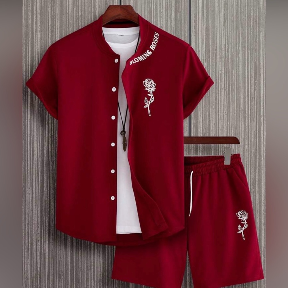 Men’s rose shirt and shorts